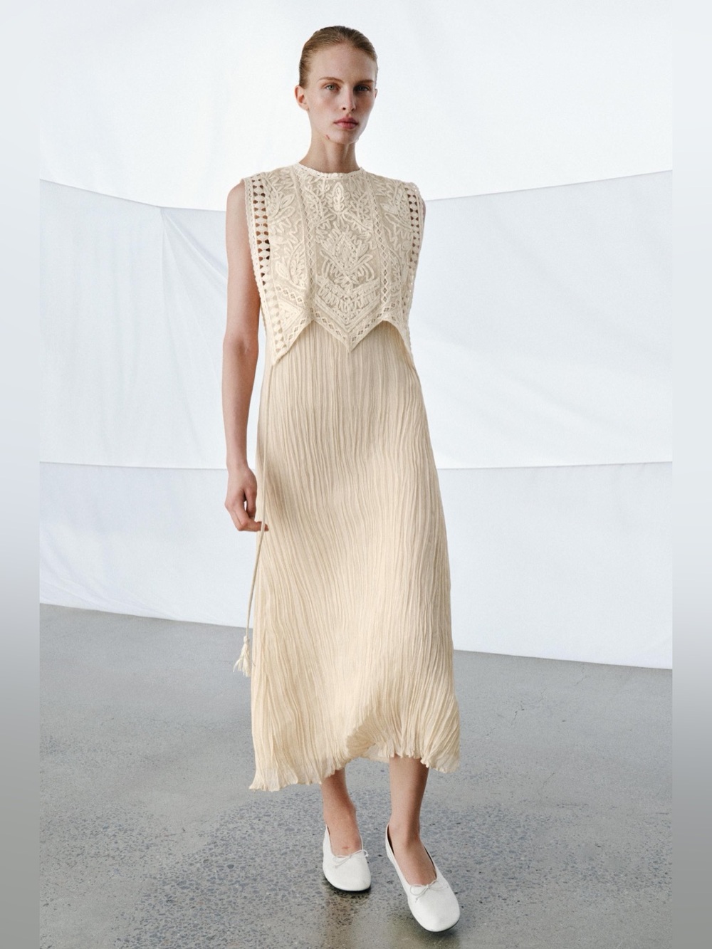 NWT Zara Bloggers Fav ZW COLLECTION REMOVABLE OVERLAY COMBINED DRESS Size XS